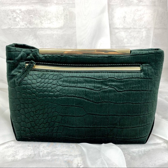 NEW  Stella & Dot  Green Velour Clutch/Shoulder/Cross Body Purse  11” x 6” x 4” - Picture 10 of 16